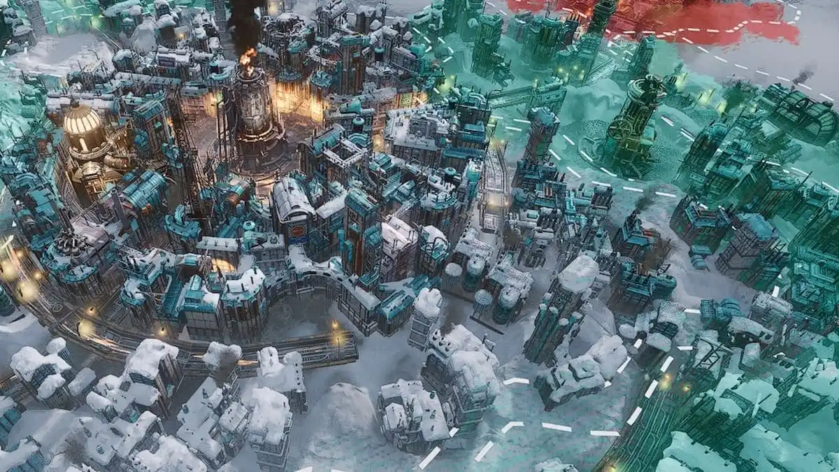 The central hub and city in Frostpunk 2