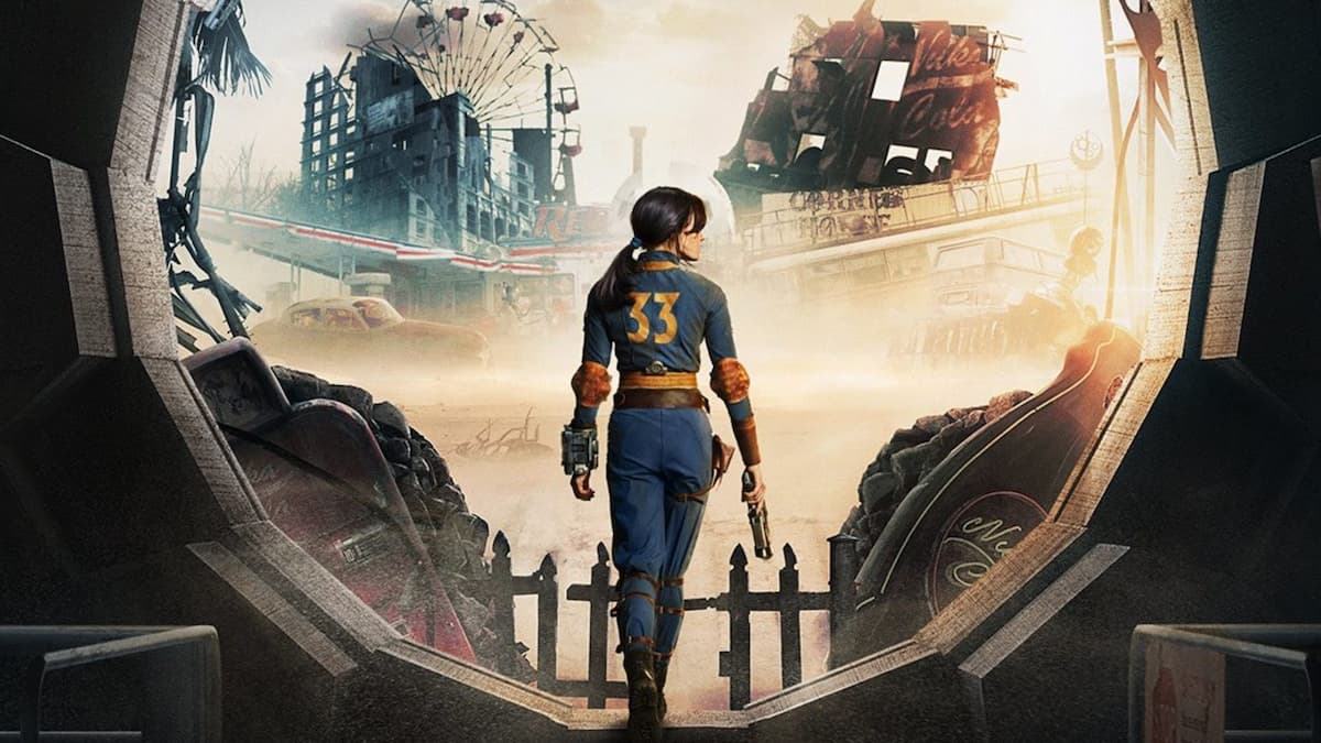 A promotional image of Lucy leaving Vault 33 from the Fallout show