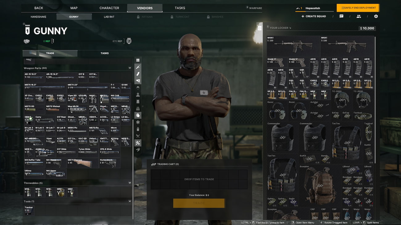 Vendor Gunny menu in Gray Zone Warfare.