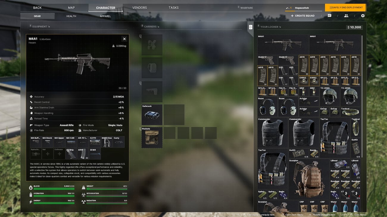 Weapon inspect and attachment menu in Inspecting an AR-15 magazine in Gray Zone Warfare.