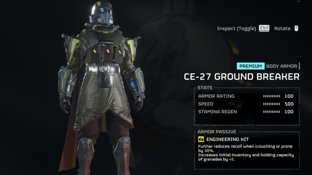 The CE-27 Ground Breaker Armor in Helldivers 2.