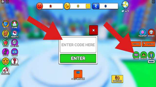 How to redeem codes in Pain Simulator