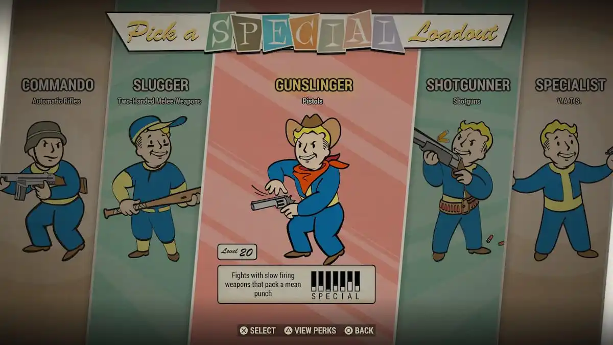 An in game screenshot of the Fallout 76 Battle Ready Dweller perks