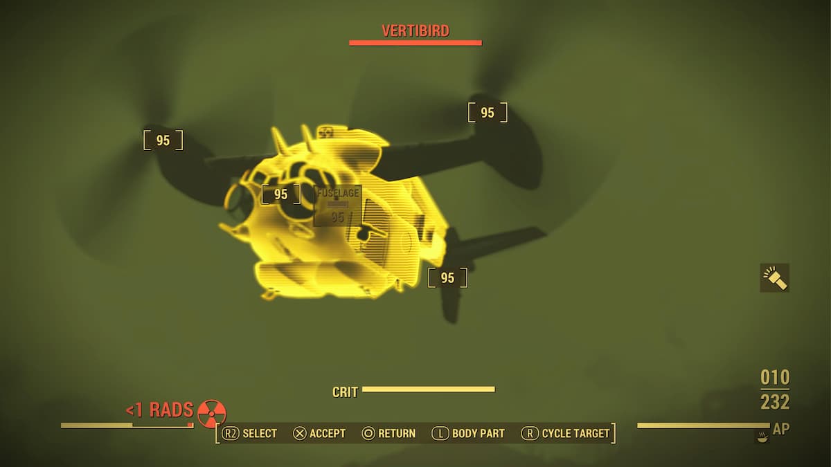 An in game image of a vertibird from Fallout 4