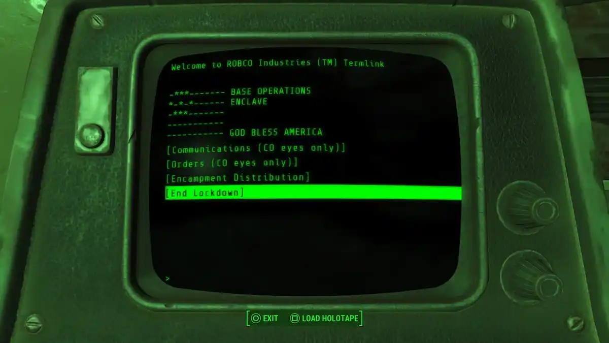 An in game image of a terminal from Fallout 4