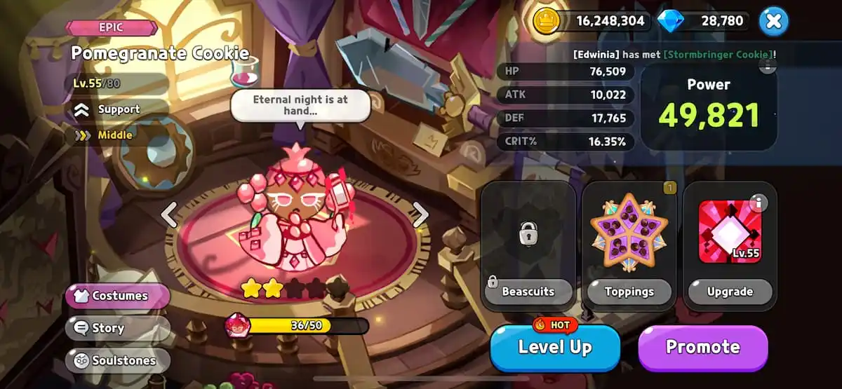 An in game image of Pomegranate Cookie from Cookie Run Kingdom