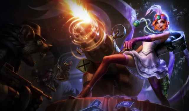Mafia Jinx splash art in League of Legends. What's in her violin case? Violence.