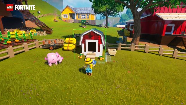 A player placing an Animal House in LEGO Fortnite.