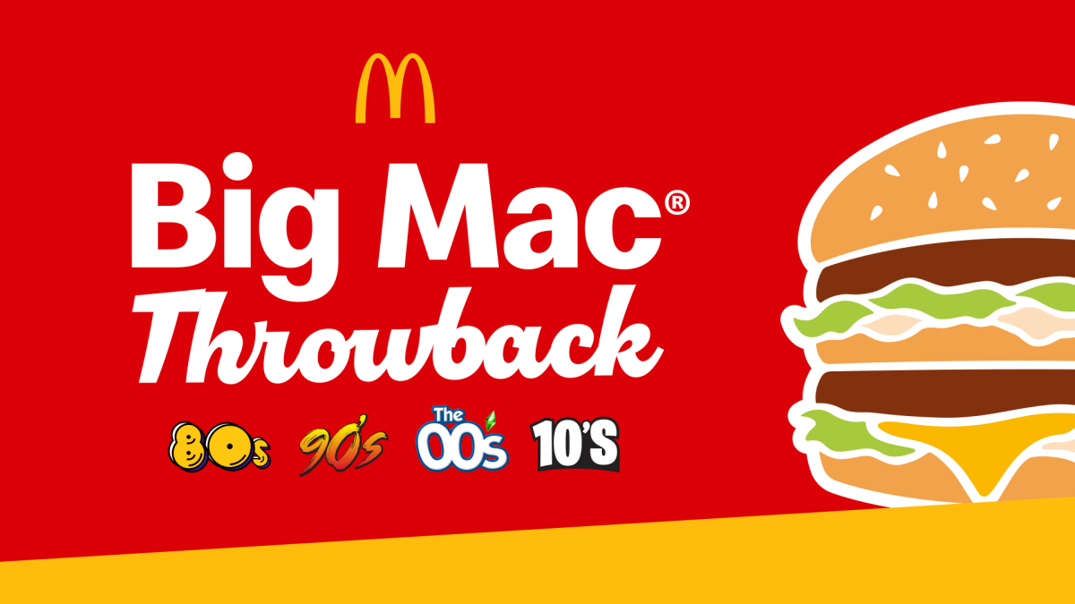 A stylised Big Mac next to a Big Mac Throwback logo from McDonald's