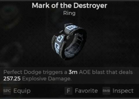 The Mark of the Destroyer, a black ring band with blue square-like designs across it, in Remnant 2.