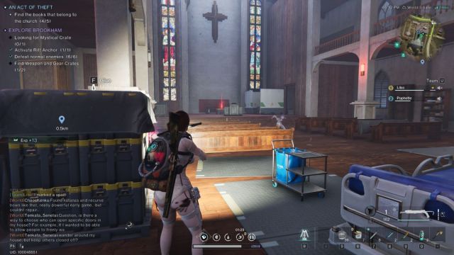 A Once Human screenshot that shows a player inside an old church.