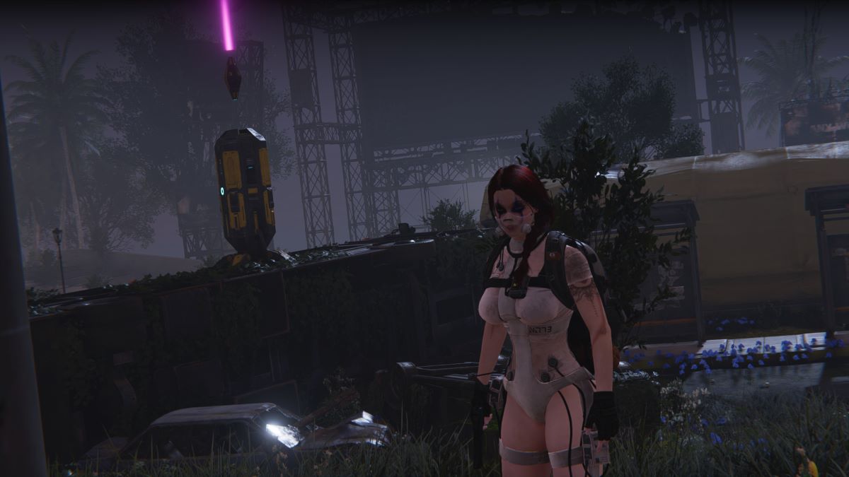 An in-game Once Human screenshot of a Meta Human in Overlook Town.