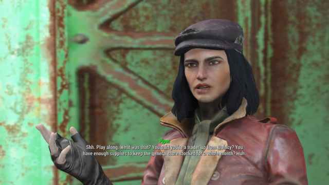 Conversation with Piper in front of Diamond City