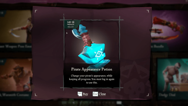 Pirate Appearance Potion in Sea of Thieves
