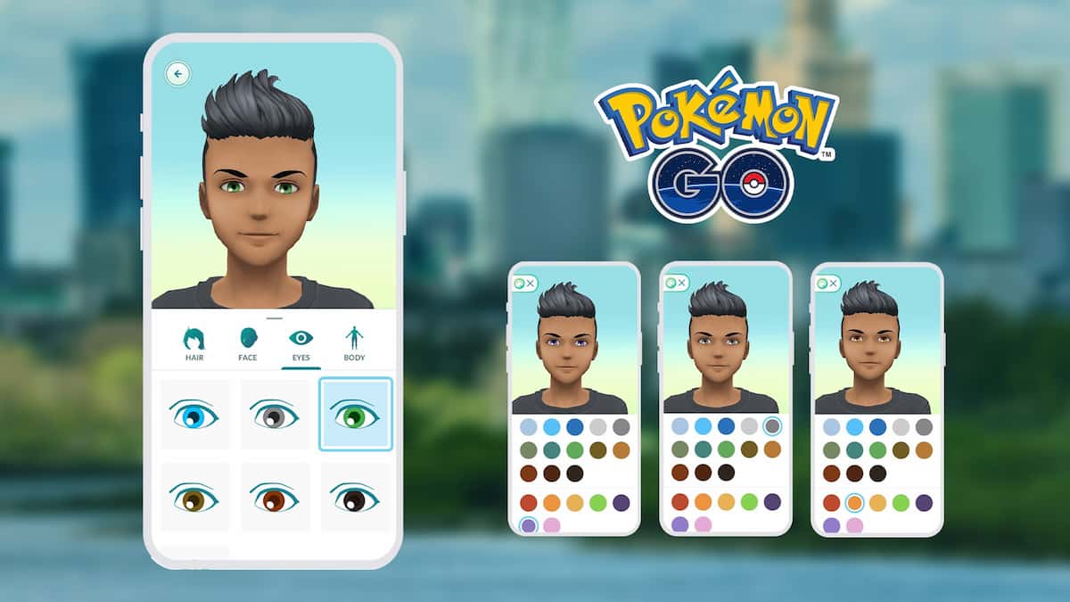 Pokemon Go avatar customization options for eyes.