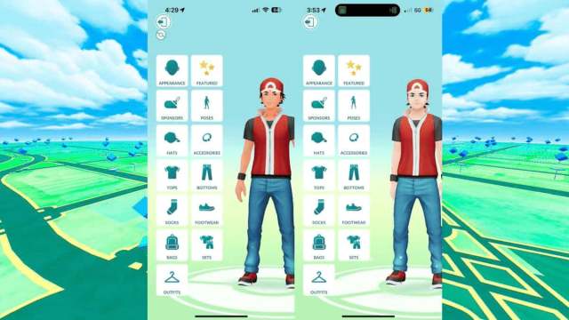 Two Pokemon Go avatars compared before and after the new update.