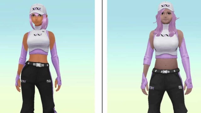 A female Pokemon Go avatar before and after the new update.