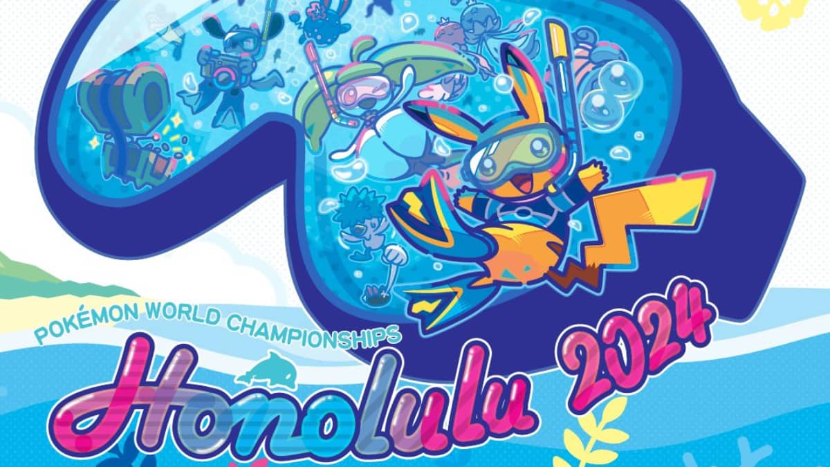 Artwork for Pokémon Worlds 2024 featuring Pokémon in snorkeling gear.