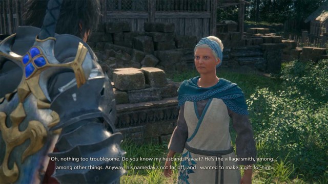 Clive speaking with Blacksmith's wife FF16
