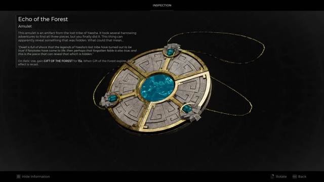 Echo of the Forest amulet from Remnant 2 with description