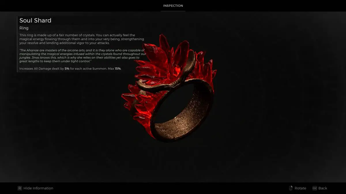 Soul Shard Ring from Remnant 2 DLC description and status