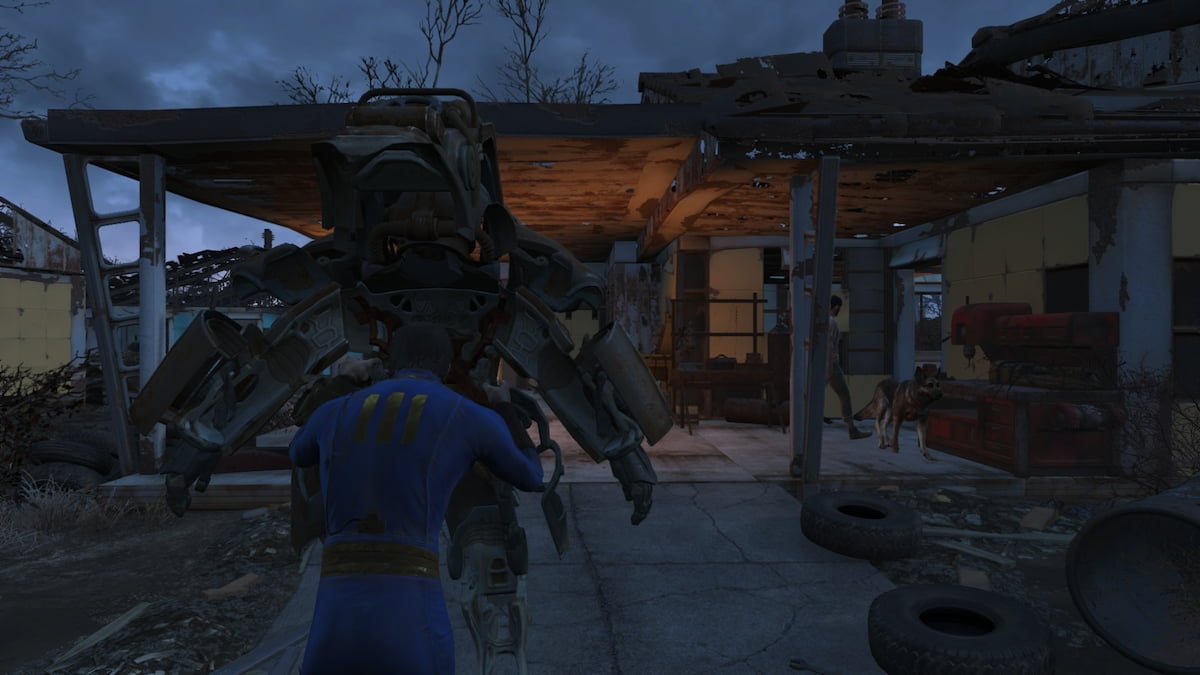 Entering Power Armor in Fallout 4.