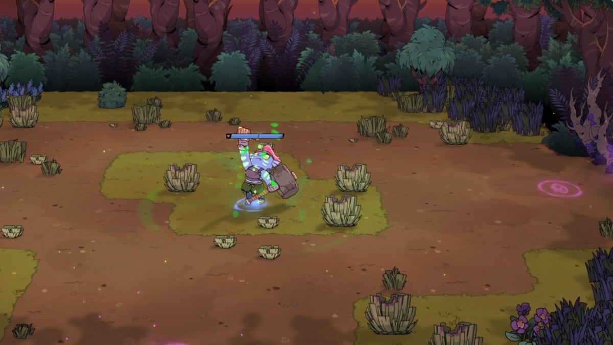 A player in Rotwood healing during a run.