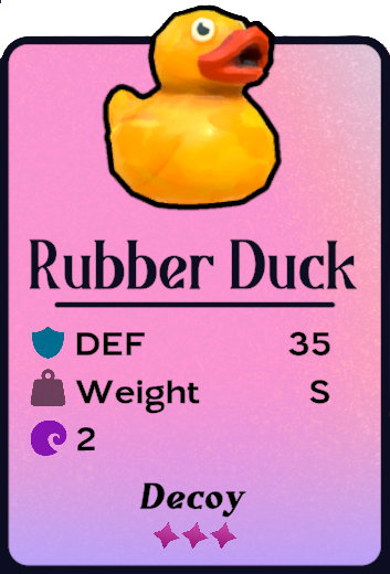 A yellow rubber duck, a shell in Another Crab's Treasure