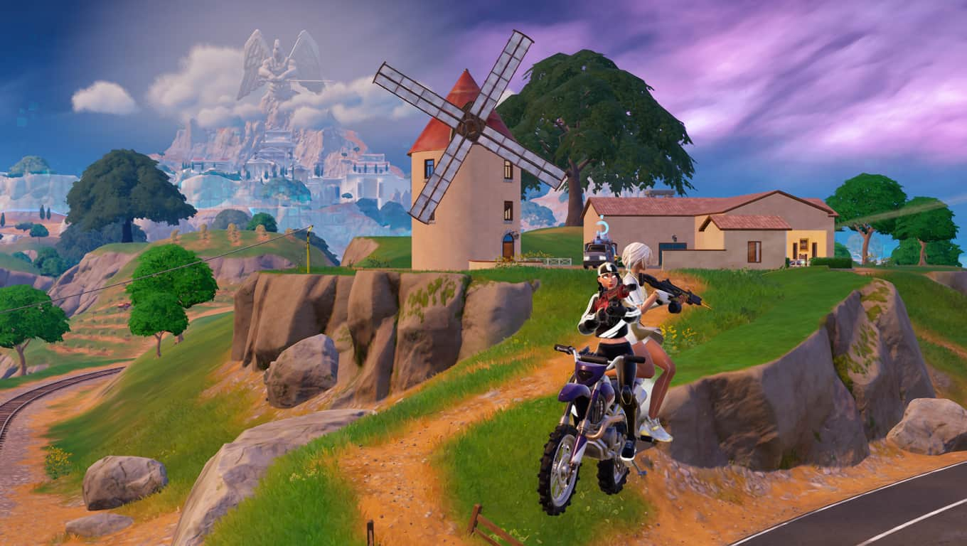 Игрок Fortnite сочетает мотоциклы Dirt Bike и новый мифический предмет «Аватар», чтобы набирать очки стиля и совершать множество убийств.