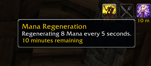 WoW Screenshot of the Mana Regeneration Buff applied by Nightfin Soup in WoW Classic