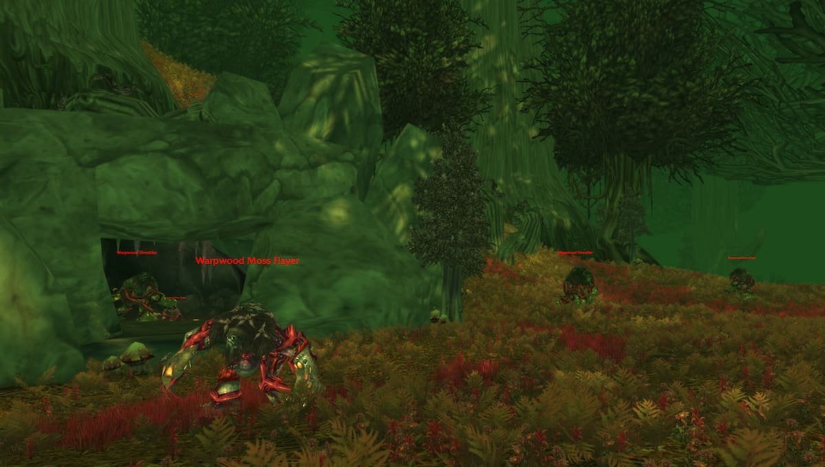 Warpwood Moss Flayers, known for their Blood Amber, in the quest Cleansing Felwood in WoW Classic