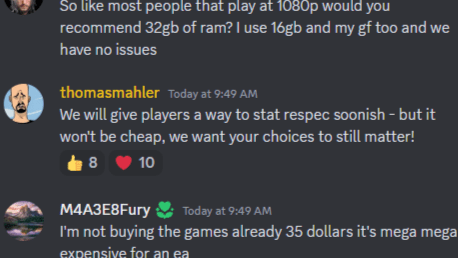 Discord chat showing message from moon Studios CEO