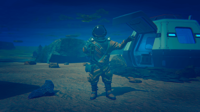 The Planet Crafter character waving underwater. Screenshot by Dot Esports