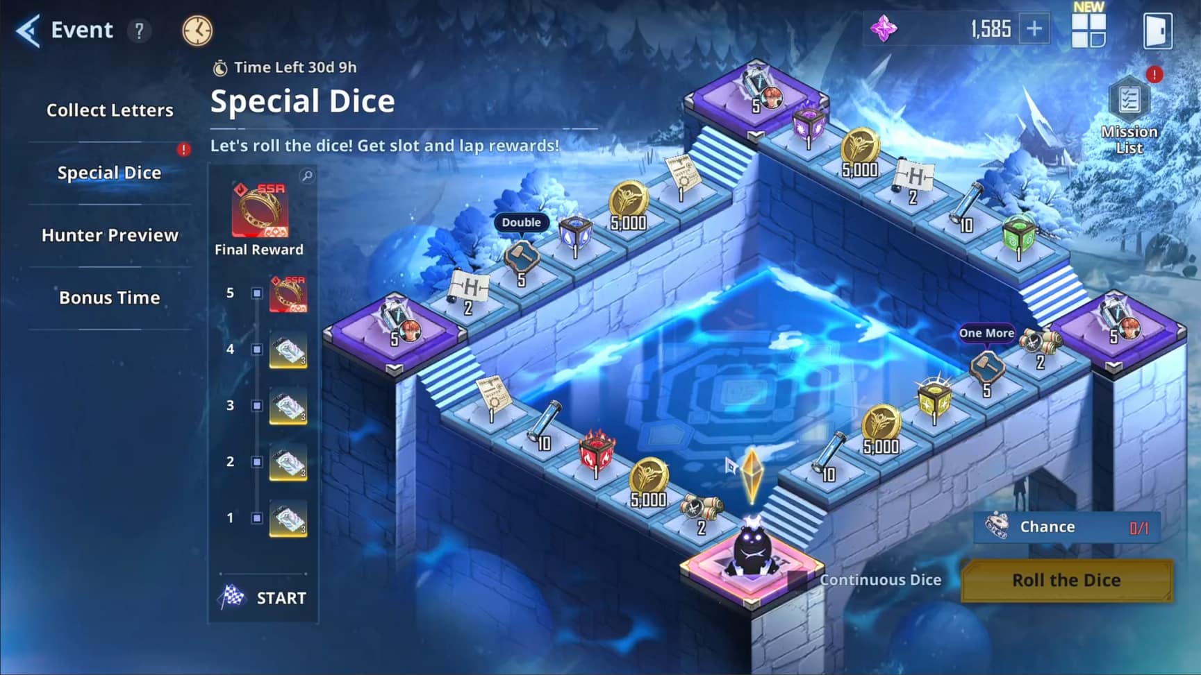The Special Dice minigame will allow you to obtain all kinds of items and artifacts. Screenshot by Dot Esports