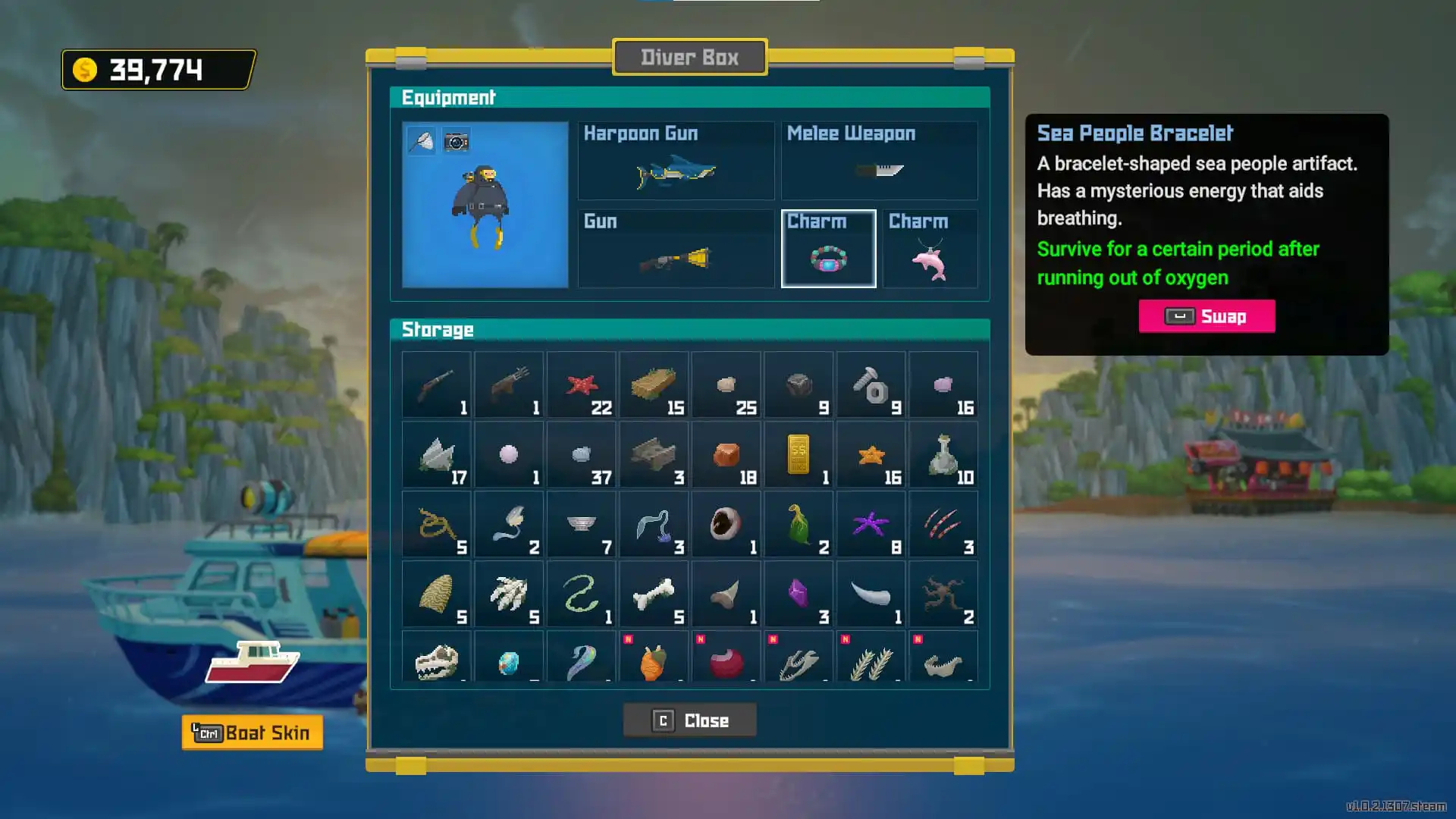 The Diver box allows players to equip various charms in Dave the Diver.