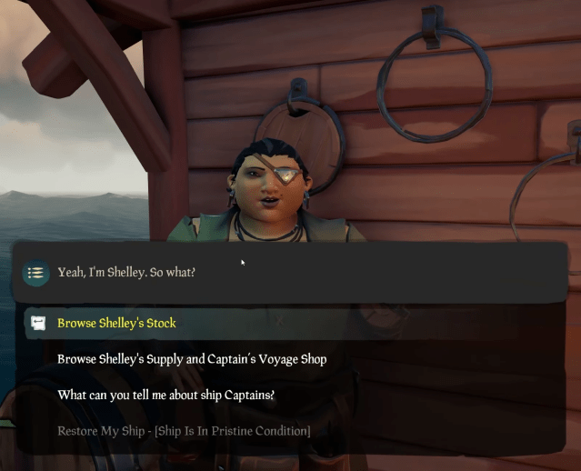 Shelley at Shipwright's Shop in Sea of Thieves
