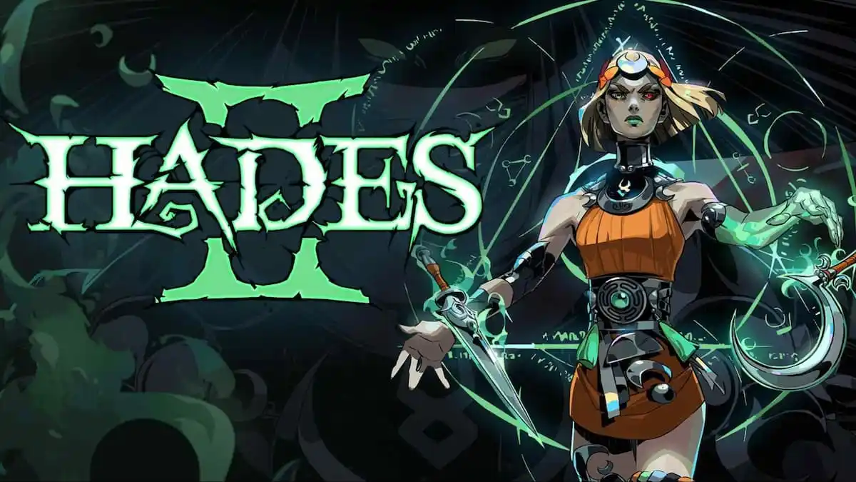 A promotional image of Melinoë and the Hades 2 logo