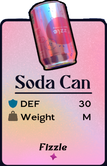 The soda can from Another Crabs treasure, a pink shiny can