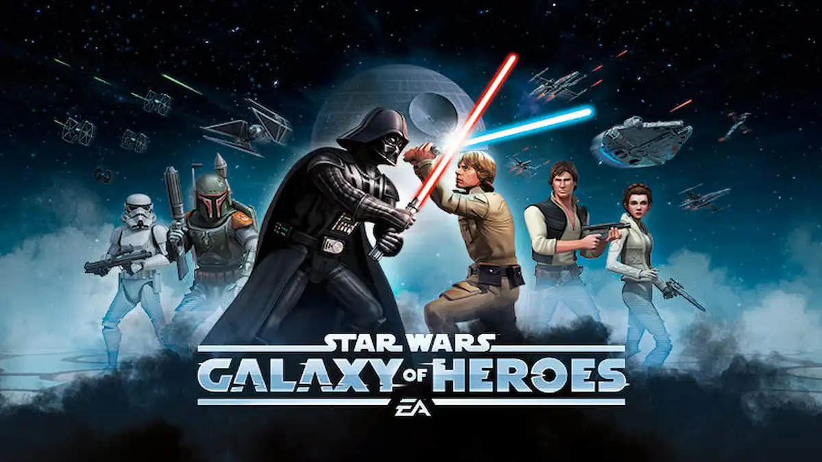 Star Wars Galaxy of Heroes fraction characters like Han, Luke, Darth Vader, Boba Fett, and Storm Trooper