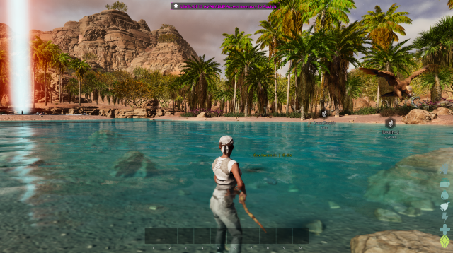 Player taking a dip in a lake in Ark: Survival Ascended