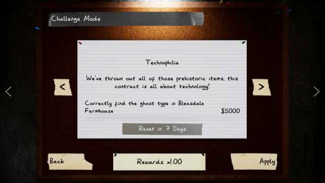 The description of the Technophilia challenge in Phasmophobia.