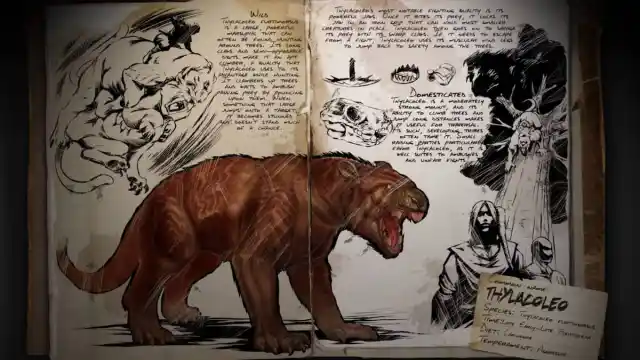 The Thylacoleo Dossier page in Ark: Survival Ascended.