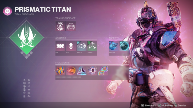 The Prismatic Titan ability screen as seen in promo art from Bungie.