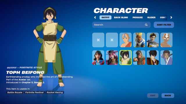 Toph Beifong in Fortnite.