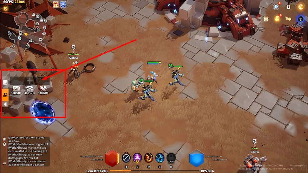 A player in Torchlight: Infinite with the Team option highlighted.