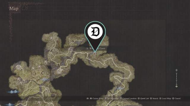 Waterfall Cave location on Dragon's Dogma 2 map