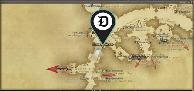 A Land of Fire quest location in Final Fantasy XIV