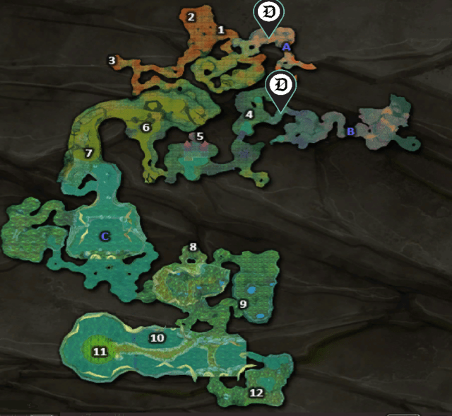 Locations of two Khans inside Maraudon