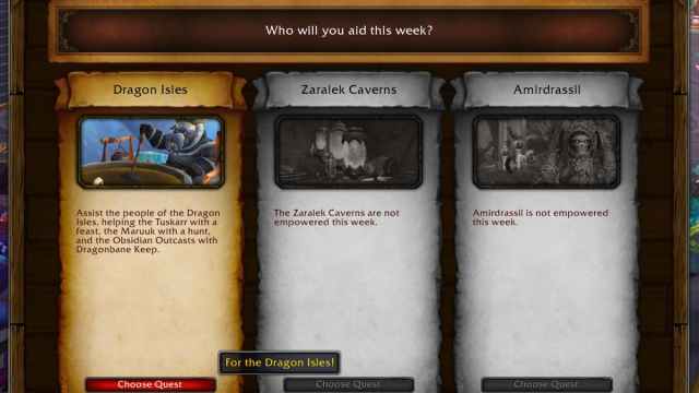 Weekly quest from Therazal options