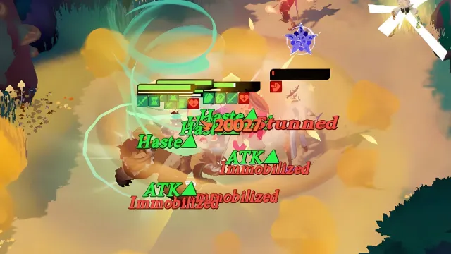 A screenshot of an AFK Journey battle with the Haste buff affecting multiple characters at once.